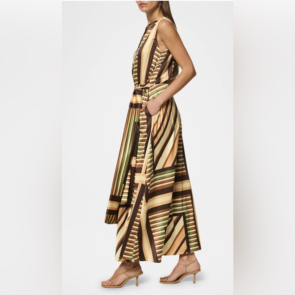 Misa Los Angeles Brown and Green Striped Maxi Dress - Picture 3 of 6